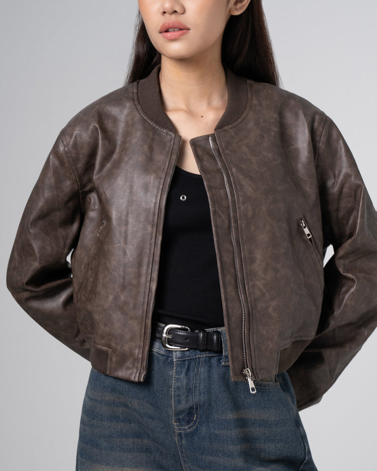 Gliva Leather Jacket - Brown